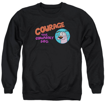 Courage The Cowardly Dog Courage Logo Mens Crewneck Sweatshirt Black Officially Licensed