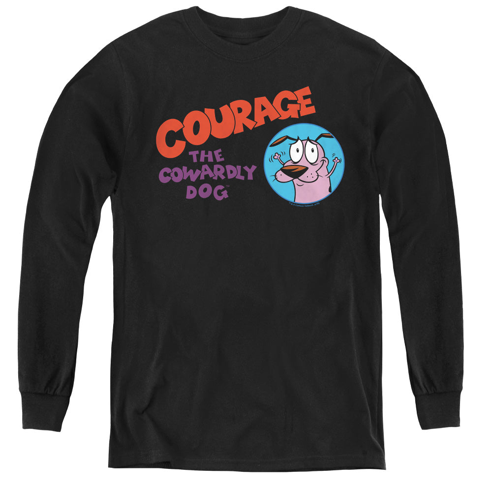 Courage the Cowardly Dog Courage Logo Long Sleeve Kids Youth T Shirt Black Officially Licensed