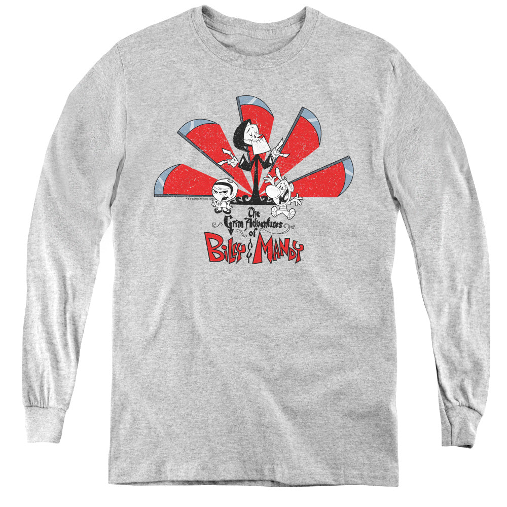 Grim Adventures of Billy and Mandy Grim Adventures Long Sleeve Kids Youth T Shirt Athletic Heather Officially Licensed