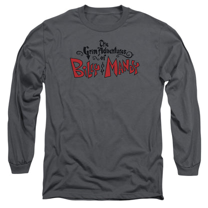 Grim Adventures Of Billy And Mandy Grim Logo Mens Long Sleeve Shirt Charcoal Officially Licensed Officially Licensed