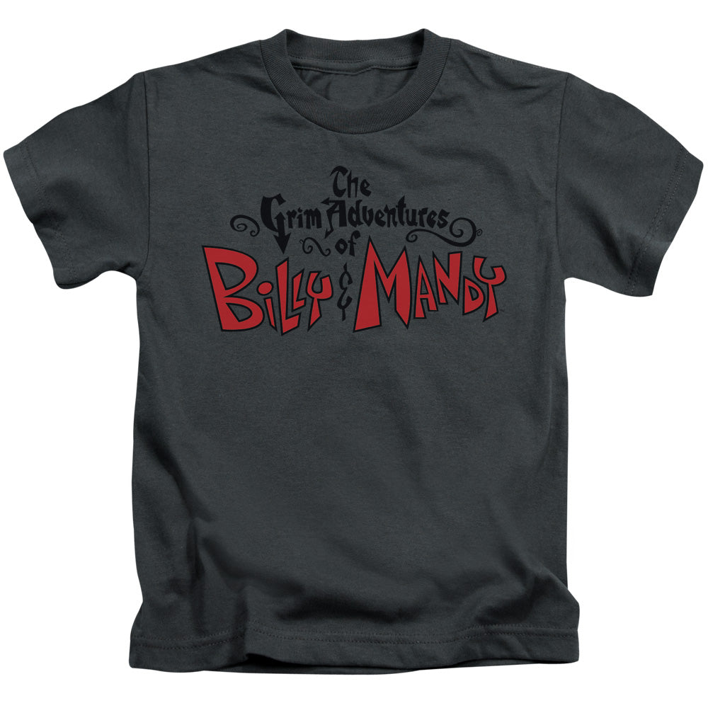 Grim Adventures of Billy and Mandy Grim Logo Juvenile Kids Youth T Shirt Charcoal Officially Licensed