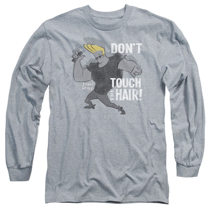 Johnny Bravo Hair Mens Long Sleeve Shirt Athletic Heather Officially Licensed Officially Licensed