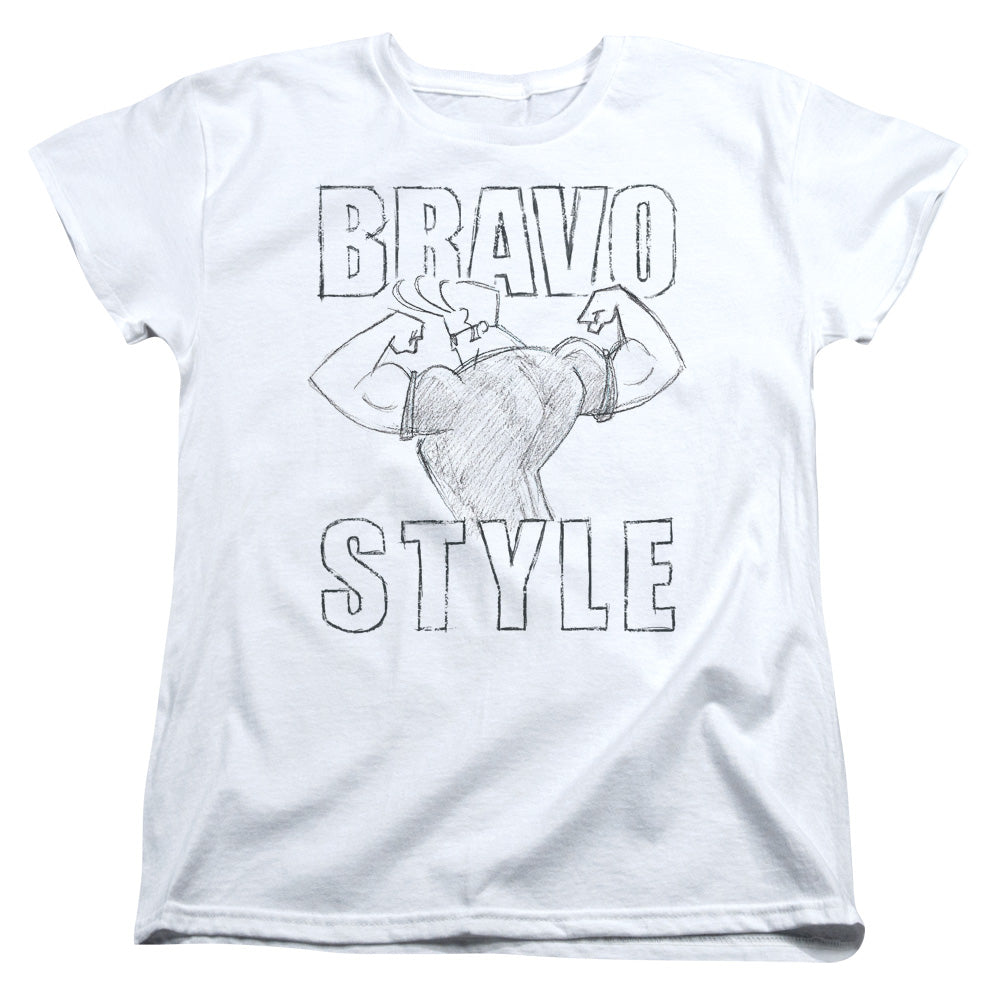Johnny Bravo Bravo Style Womens T Shirt White Officially Licensed
