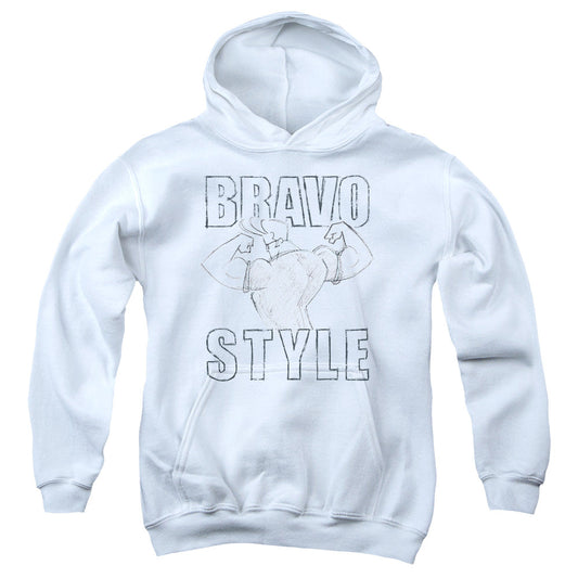Johnny Bravo Bravo Style Kids Youth Hoodie White Officially Licensed