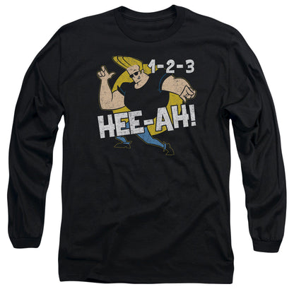 Johnny Bravo 123 Mens Long Sleeve Shirt Black Officially Licensed Officially Licensed