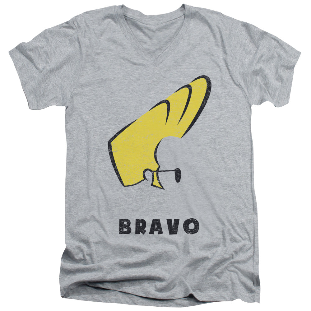 Johnny Bravo Johnny Hair Mens Slim Fit V Neck T Shirt Athletic Heather Officially Licensed