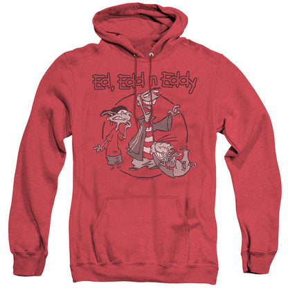Ed Edd N Eddy Gang Mens Heather Hoodie Red Officially Licensed