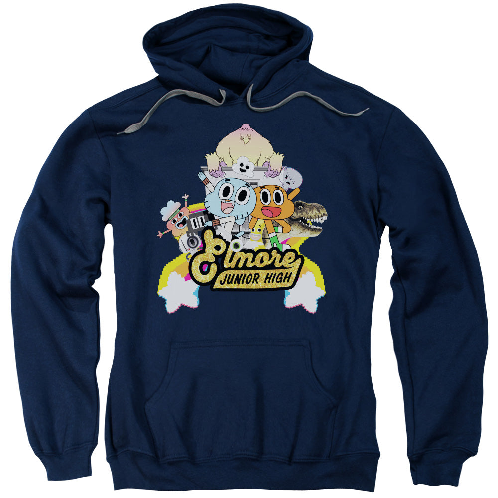 Amazing World Of Gumball Elmore Junior High Mens Hoodie Navy Officially Licensed