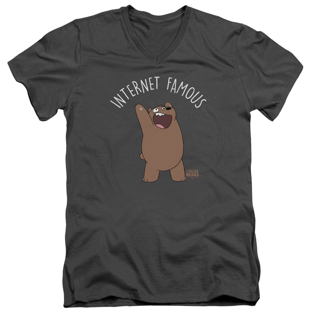 We Bare Bears Internet Famous Mens Slim Fit V Neck T Shirt Charcoal Officially Licensed