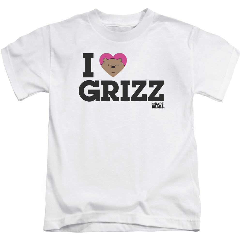 We Bare Bears Heart Grizz Juvenile Kids Youth T Shirt White Officially Licensed
