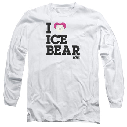 We Bare Bears Heart Ice Bear Mens Long Sleeve Shirt White Officially Licensed