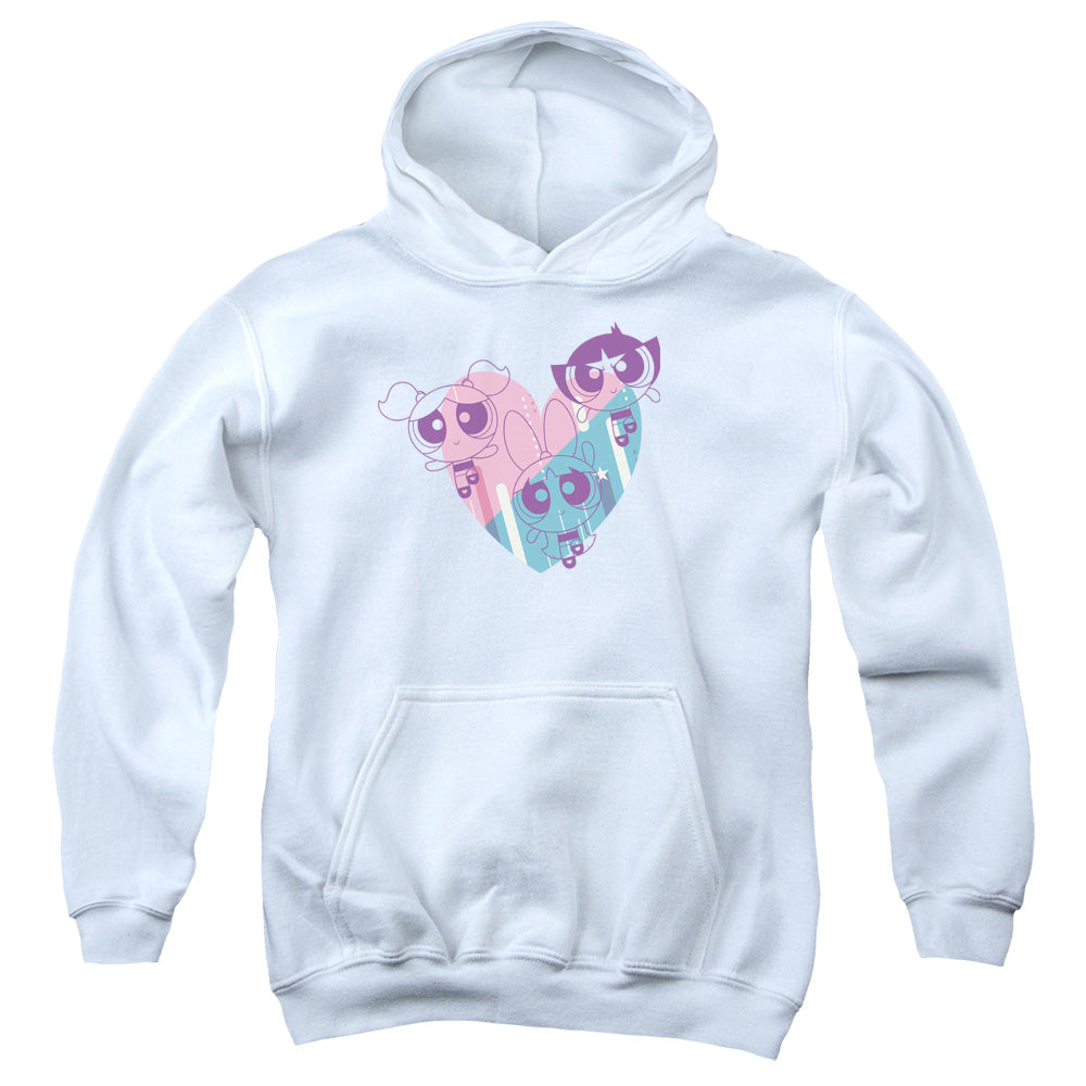 Powerpuff Girls Powerpuff Heart Kids Youth Hoodie White Officially Licensed