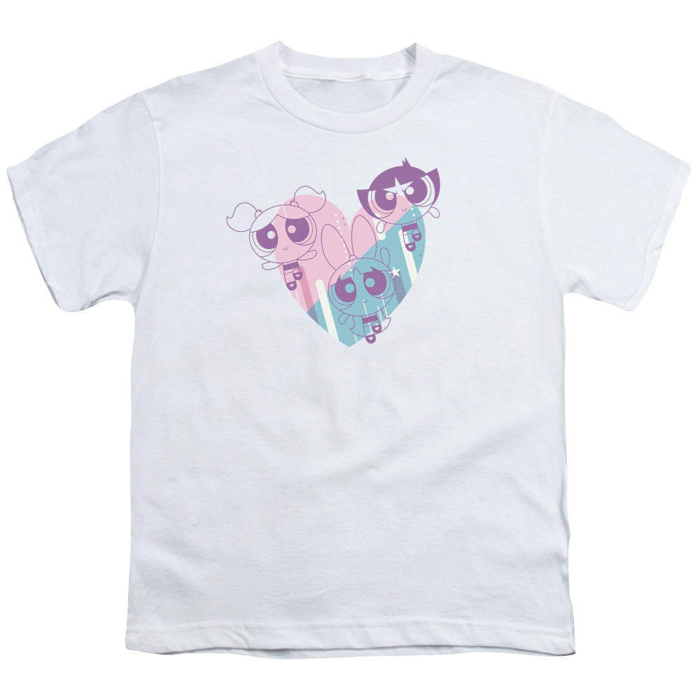 Powerpuff Girls Powerpuff Heart Kids Youth T Shirt White Officially Licensed