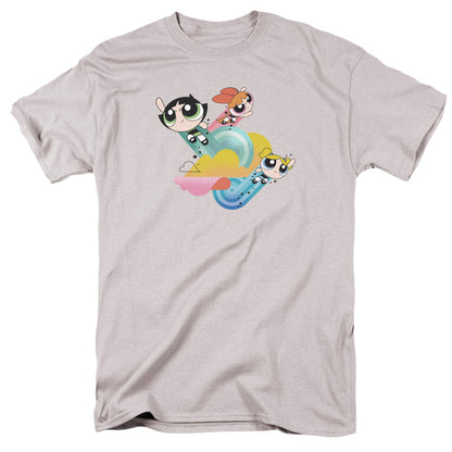 Powerpuff Girls Spiral Streaks Mens T Shirt Silver Officially Licensed
