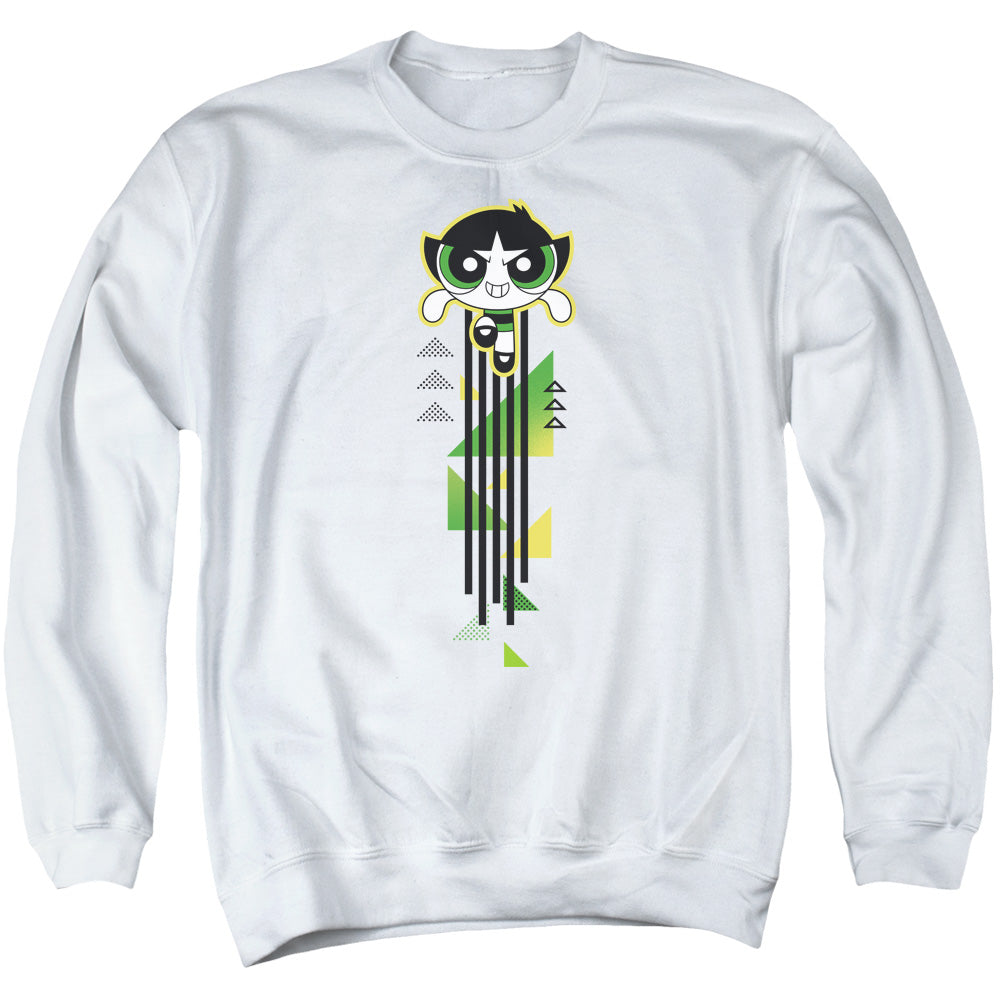 Powerpuff Girls Buttercup Streak Mens Crewneck Sweatshirt White Officially Licensed