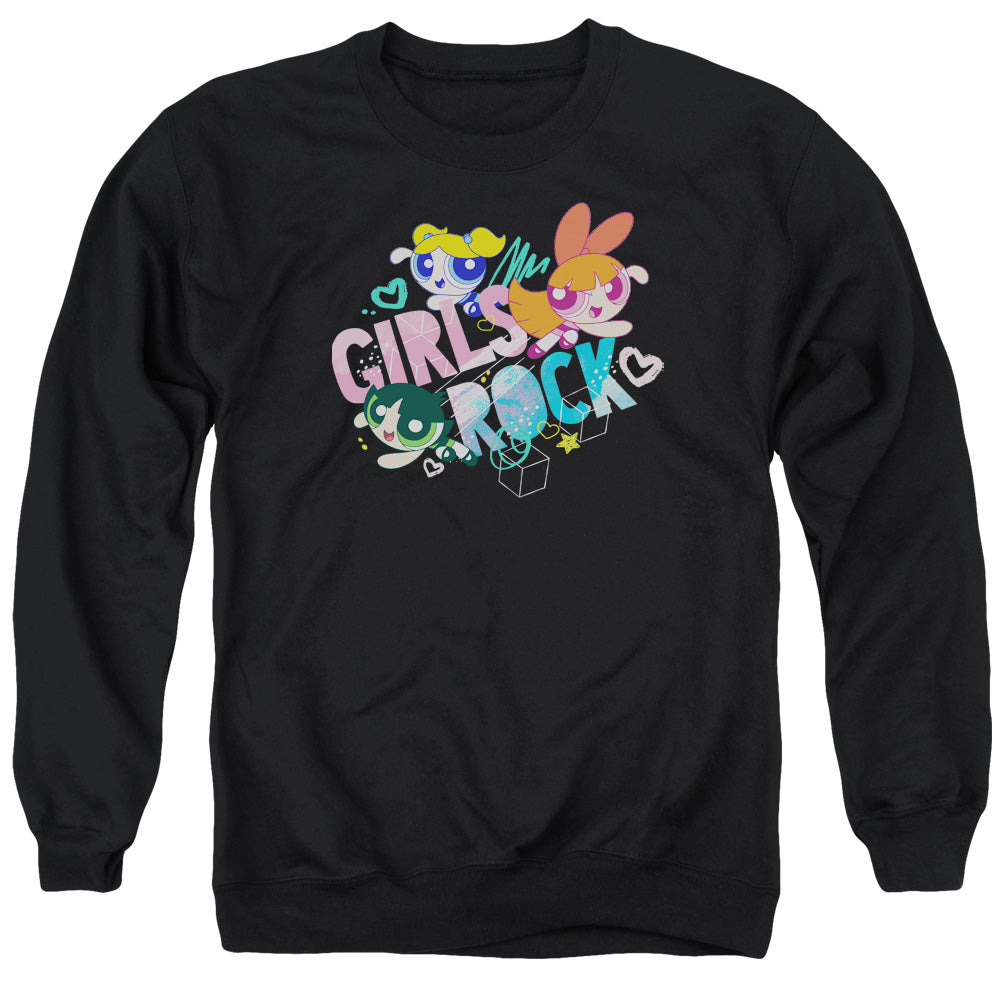 Powerpuff Girls Girls Rock Mens Crewneck Sweatshirt Black Officially Licensed