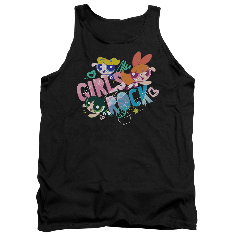 Powerpuff Girls Girls Rock Mens Tank Top Shirt Black Officially Licensed