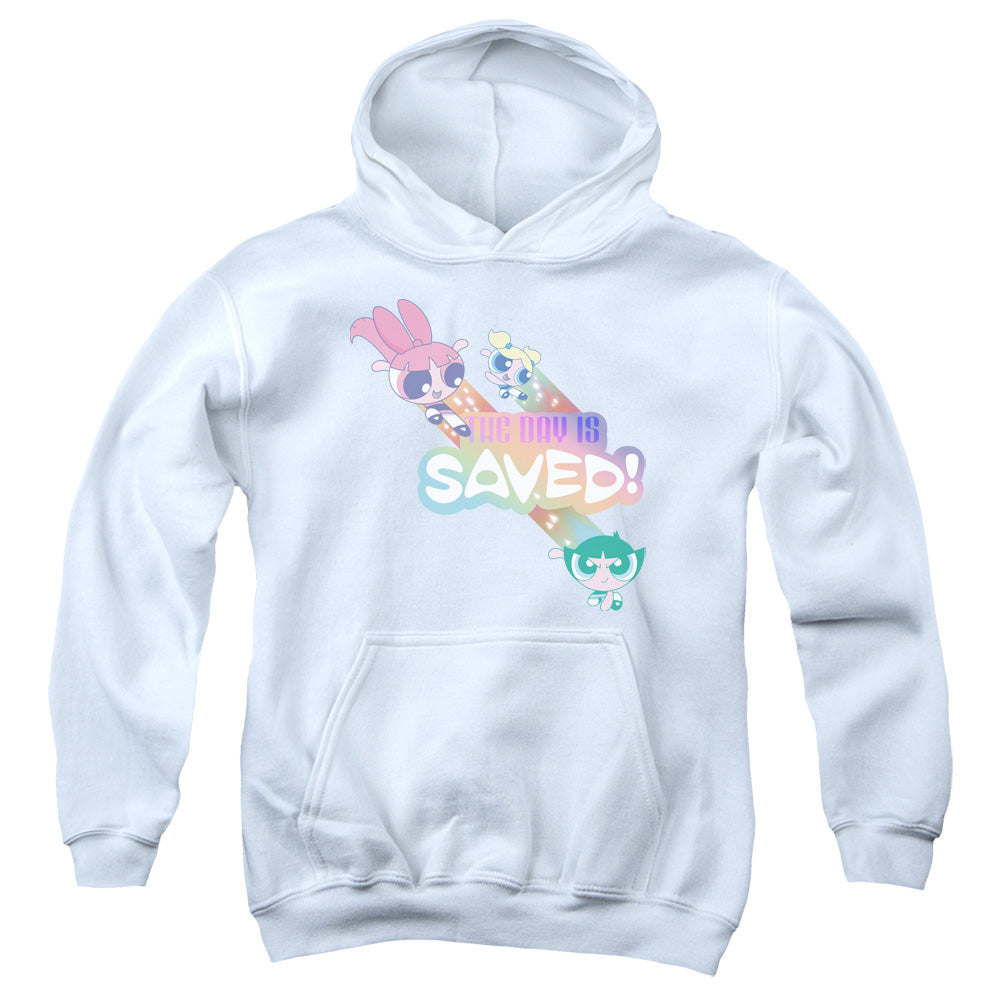 Powerpuff Girls the Day is Saved Kids Youth Hoodie White Officially Licensed
