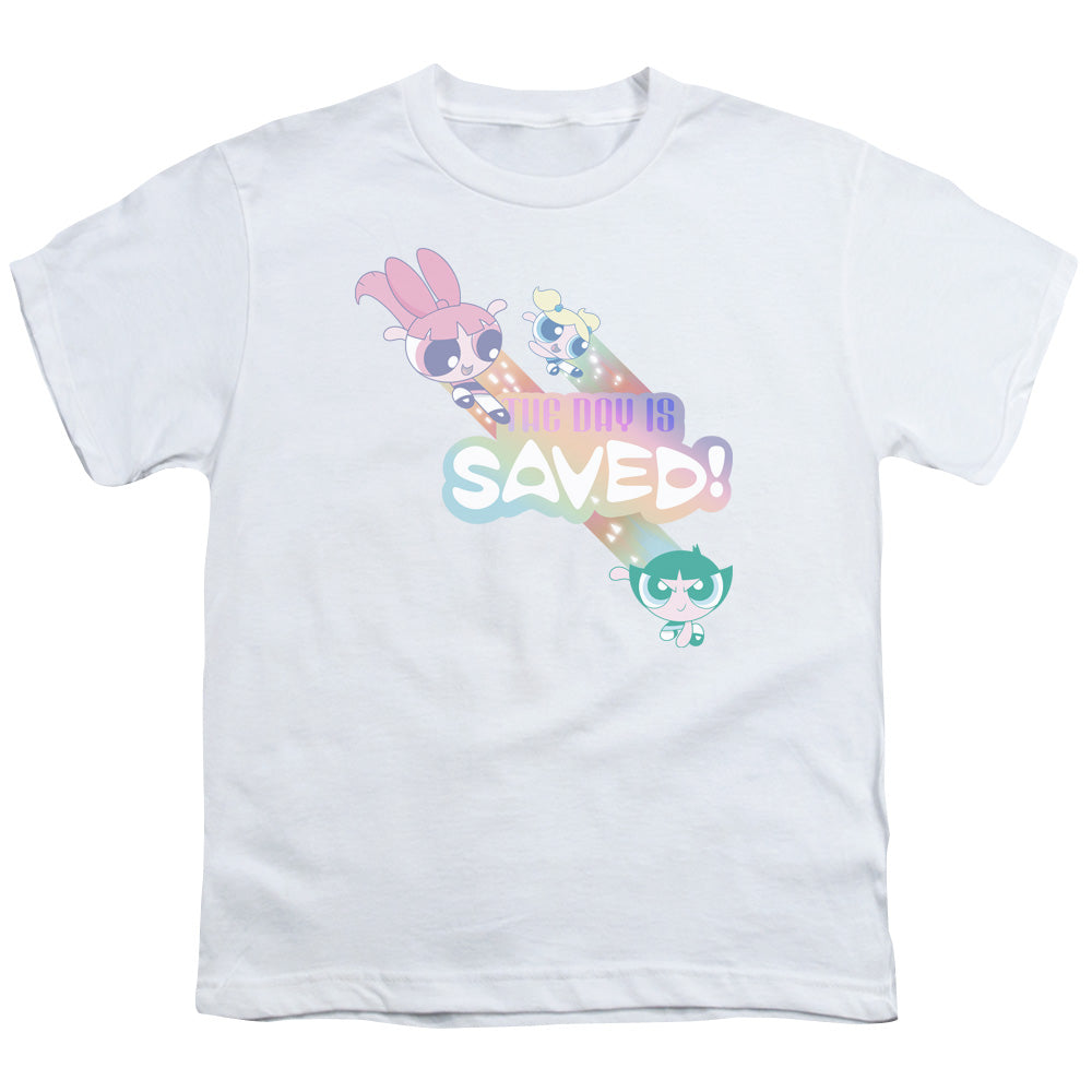 Powerpuff Girls the Day is Saved Kids Youth T Shirt White Officially Licensed