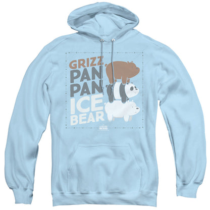 We Bare Bears Grizz Pan Pan Ice Bear Mens Hoodie Light Blue Officially Licensed