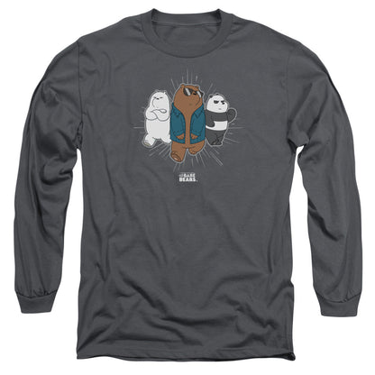 We Bare Bears Jacket Mens Long Sleeve Shirt Charcoal Officially Licensed