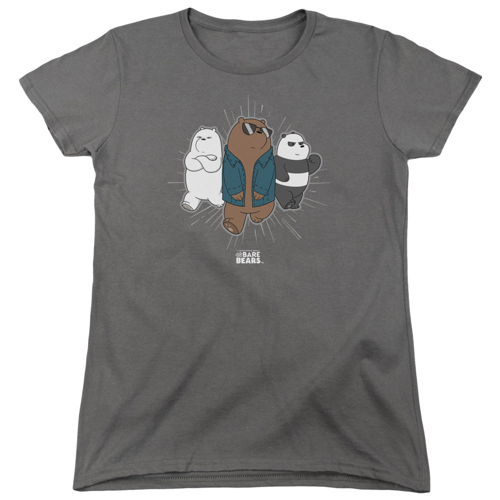 We Bare Bears Jacket Womens T Shirt Charcoal Officially Licensed