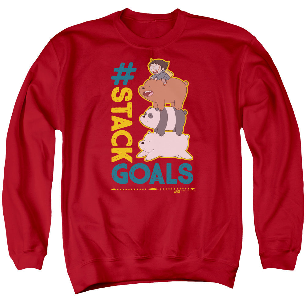 We Bare Bears Stack Goals Mens Crewneck Sweatshirt Red Officially Licensed