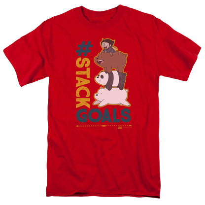 We Bare Bears Stack Goals Mens T Shirt Red Officially Licensed