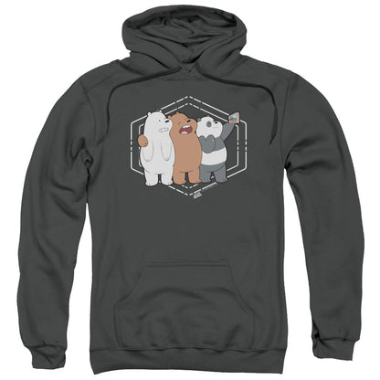 We Bare Bears Selfie Mens Hoodie Charcoal Officially Licensed