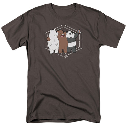 We Bare Bears Selfie Mens T Shirt Charcoal Officially Licensed