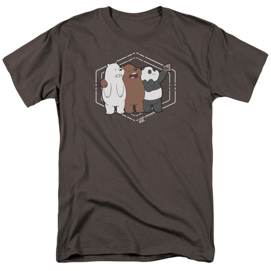 We Bare Bears Selfie Mens T Shirt Charcoal Officially Licensed