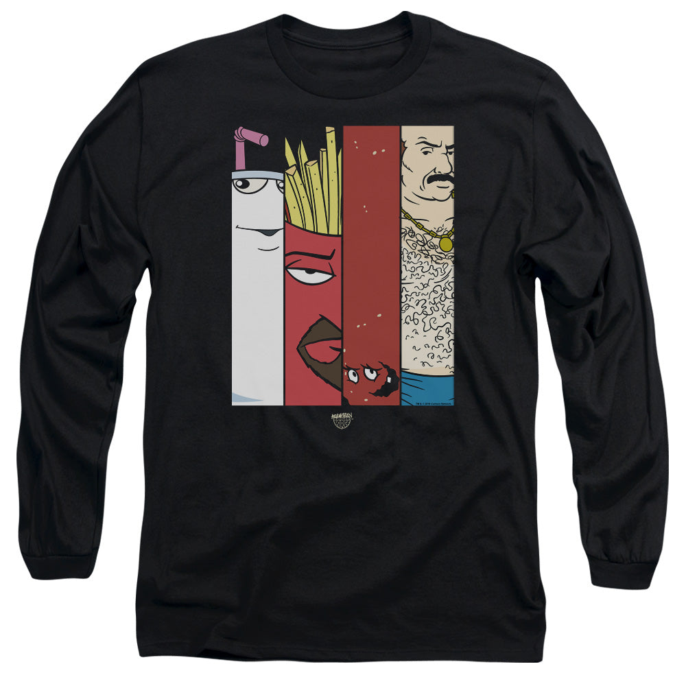 Aqua Teen Hunger Force Group Tiles Mens Long Sleeve Shirt Black Officially Licensed