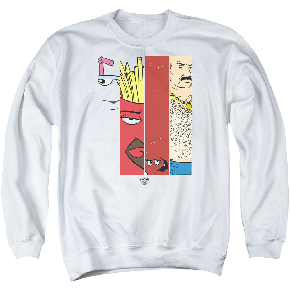 Aqua Teen Hunger Force Group Tiles Mens Crewneck Sweatshirt White Officially Licensed