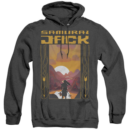 Samurai Jack Sunrise Heather Mens Hoodie Black Officially Licensed