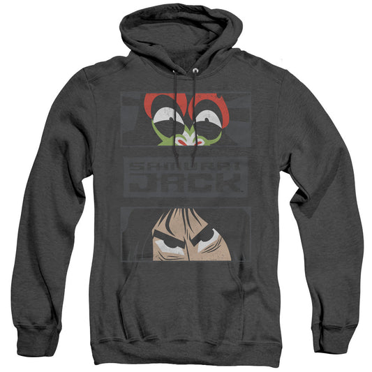Samurai Jack Stare Down Heather Mens Hoodie Black Officially Licensed