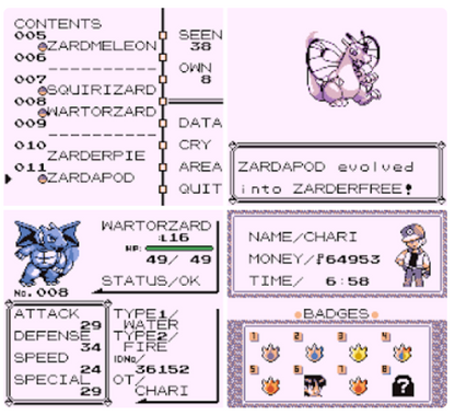 Pokemon Zard Version GBC Video Game Gameboy Color ROM Hack