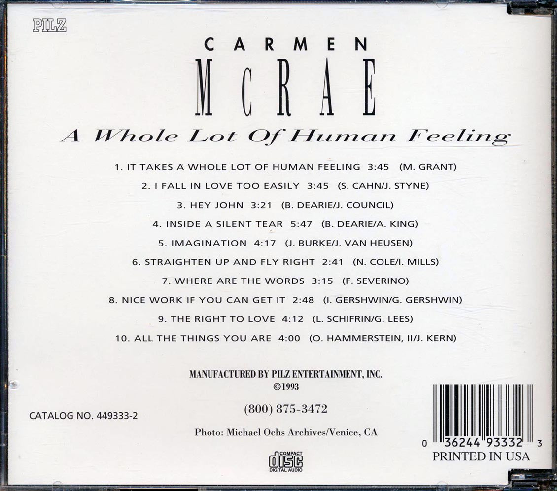 Carmen McRae - A Whole Lot of Human Feeling [1993 Reissue Remastered] [New CD]