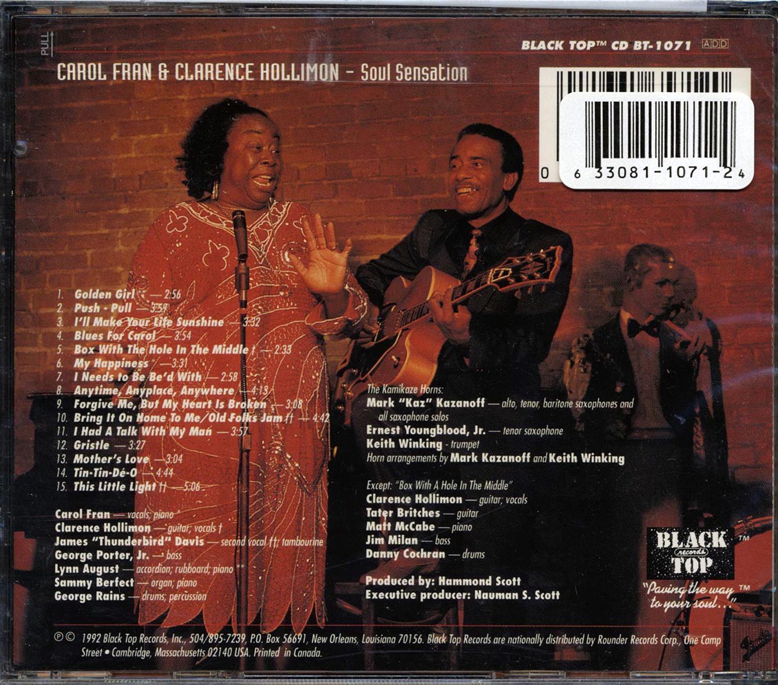 Carol Fran & Clarence Hollimon - Soul Sensation! [1992 New CD]