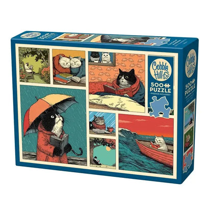 Cats Chillin' with Books 500 Piece Jigsaw Puzzle Cobble Hill