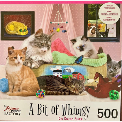 Cats & a Cradle A Bit of Whimsy 500 Piece Jigsaw Puzzle Leap Year