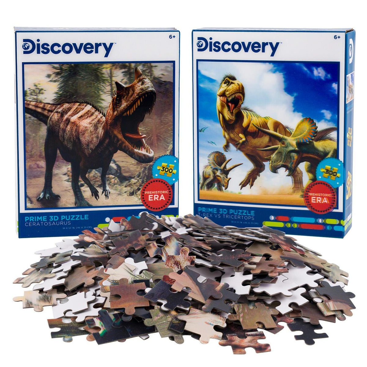 Ceratosaurus & Dino Battle Set of 2 300 Piece Lenticular Jigsaw Puzzles Prime 3D