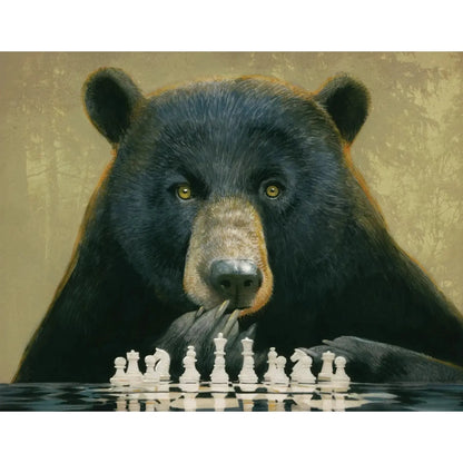 Chess Bear by Bill Mayer 100 Piece Mini Jigsaw Puzzle NYPC