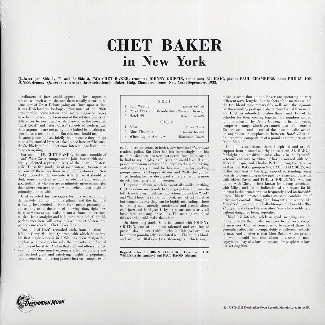 Chet Baker - In New York [2024 Reissue Clear Numbered] [New Vinyl Record LP]