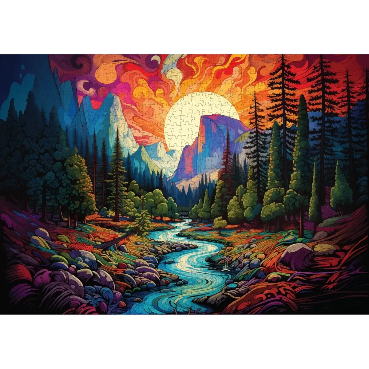 Chromatic Cliffs 1000 Piece Jigsaw Puzzle Trippy