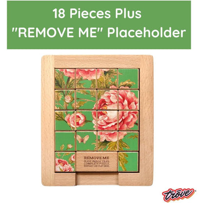 Color Flower vs Grayscale Dualities Sliding Wood Puzzle Trove