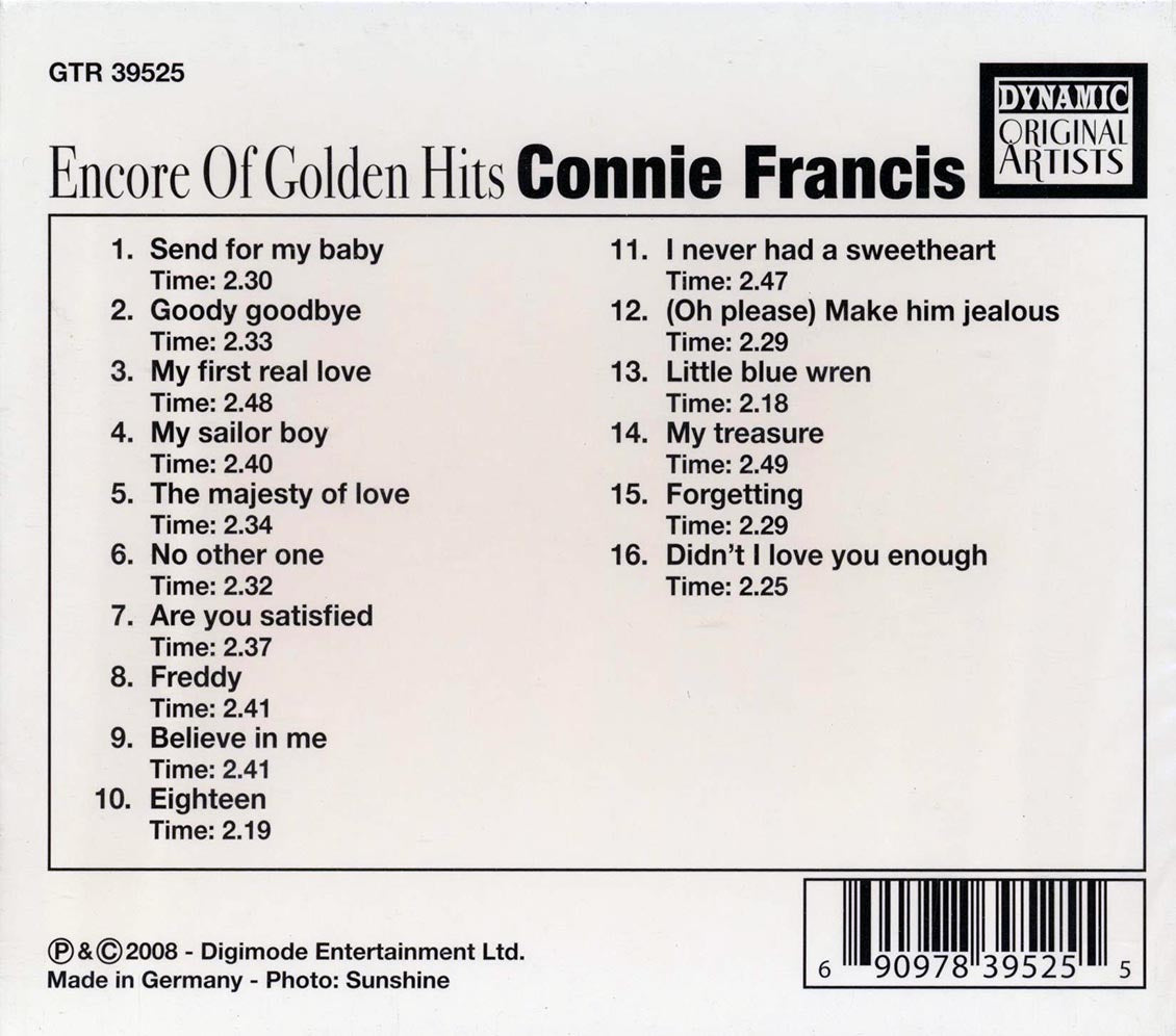 Connie Francis - Encore of Golden Hits [2008 Compilation] [New CD]