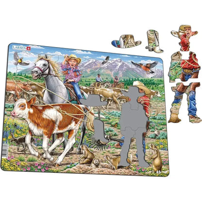 Cowgirl & Cowboy 38 Piece Tray Jigsaw Puzzle Larsen