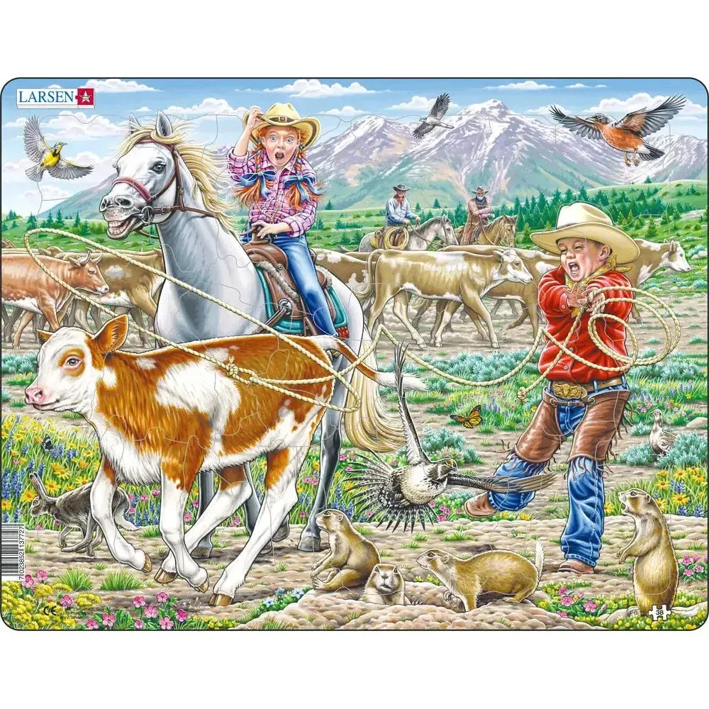 Cowgirl & Cowboy 38 Piece Tray Jigsaw Puzzle Larsen