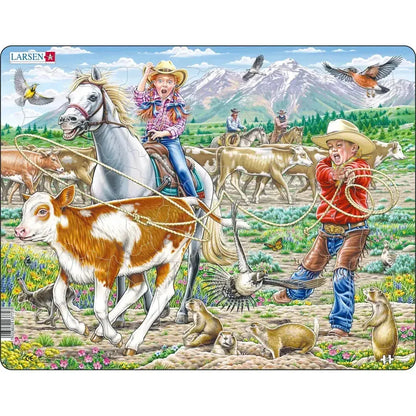 Cowgirl & Cowboy 38 Piece Tray Jigsaw Puzzle Larsen