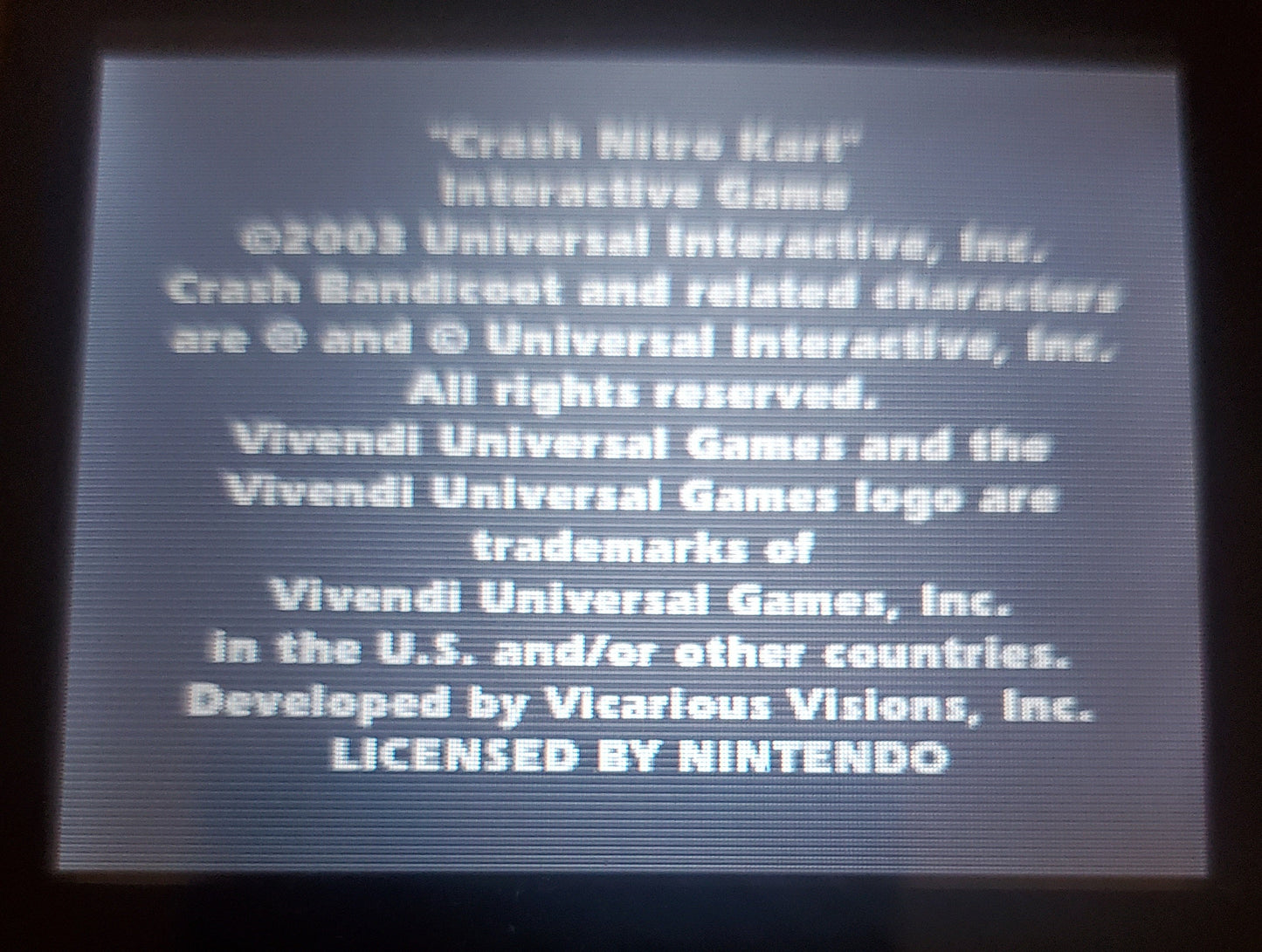 Crash Nitro Kart GBA Video Game Boy Advance Nintendo 2003